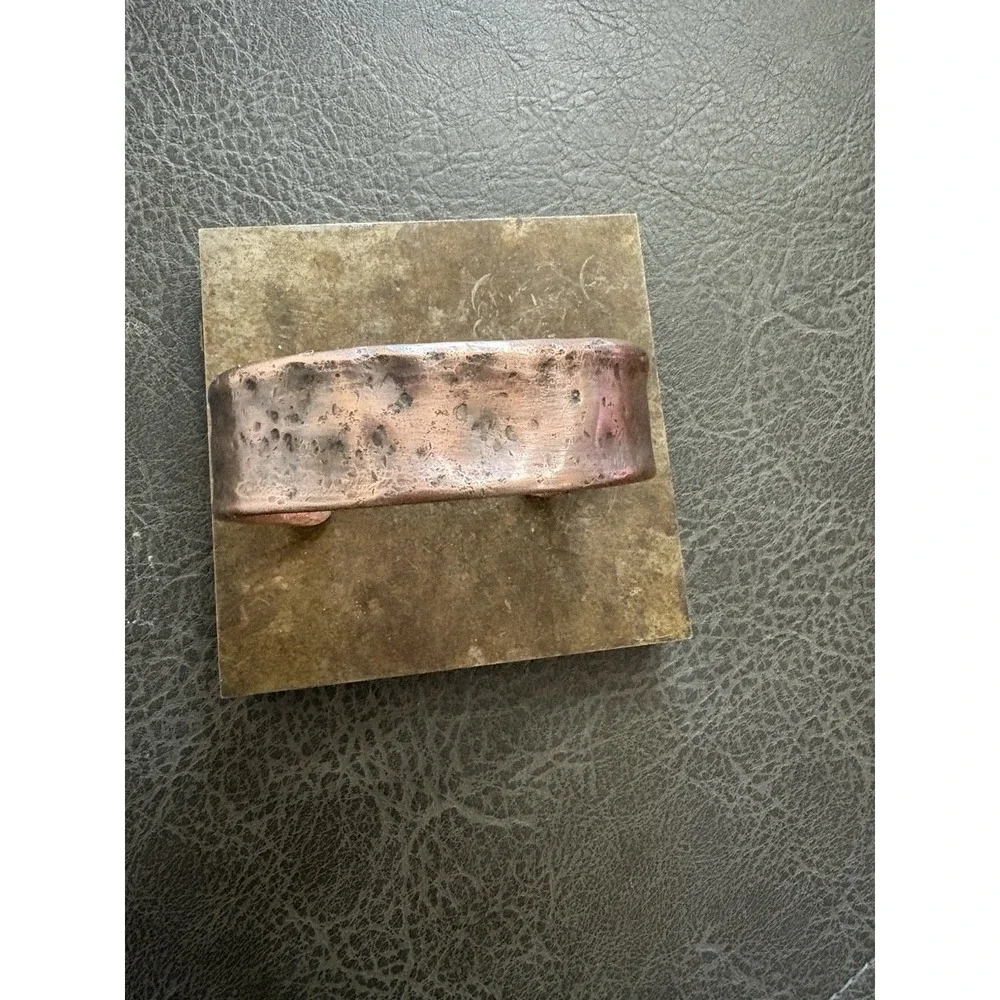 Pure Copper Men's Handmade Wide‎ Thick Cuff, Hammered Concrete Finish Bracelet